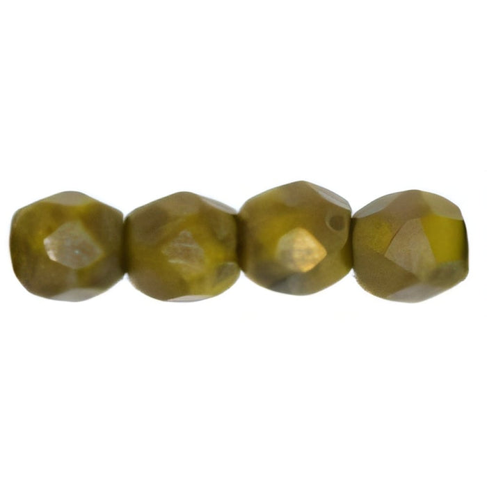 Czech Fire-Polish 3mm Opaque Yellow - Copper Picasso (50pcs)