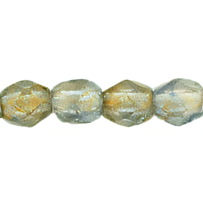 Czech Fire-Polish 3mm Gold Marbled - Lt Sapphire (50pcs)