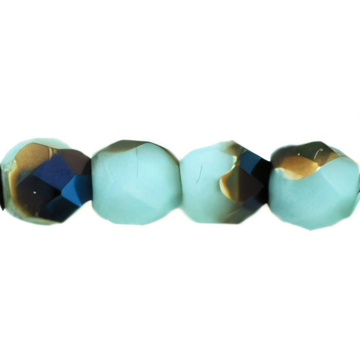 Czech Fire-Polish 3mm Blue Iris - Opaque Pale Turquoise (50pcs)