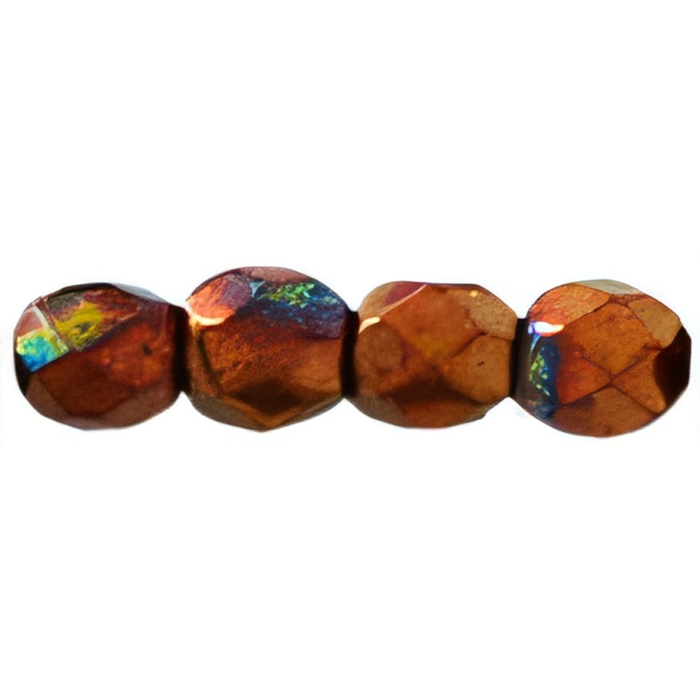 Czech Fire-Polish 3mm Bronze Luster Iris - Opaque Red (50pcs)