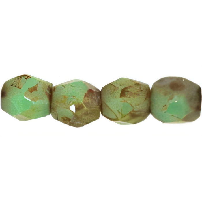 Czech Firepolish 3mm Teal Green - Picasso (50pcs)