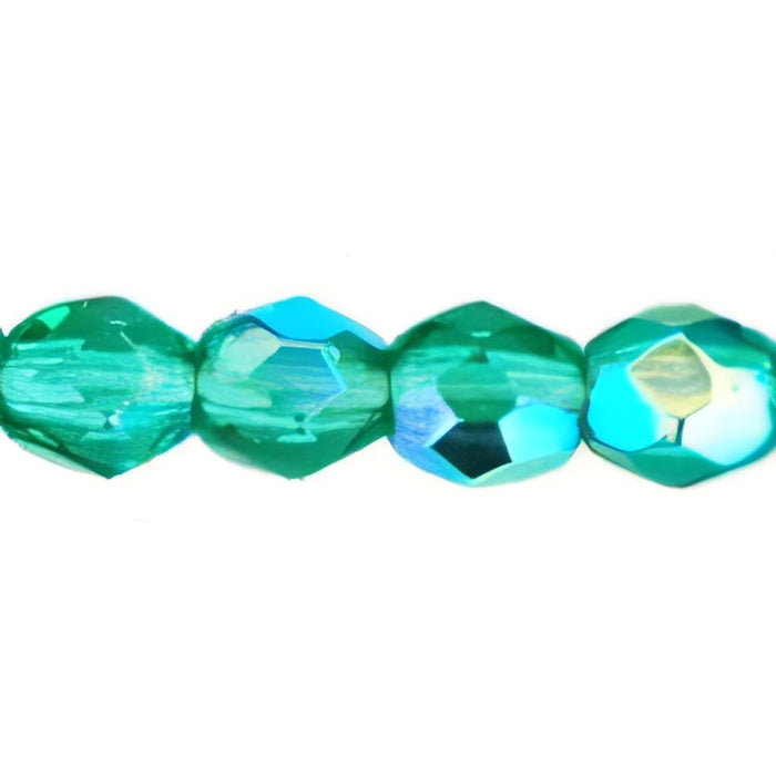 Czech Fire-Polish 3mm Emerald AB (50pcs)