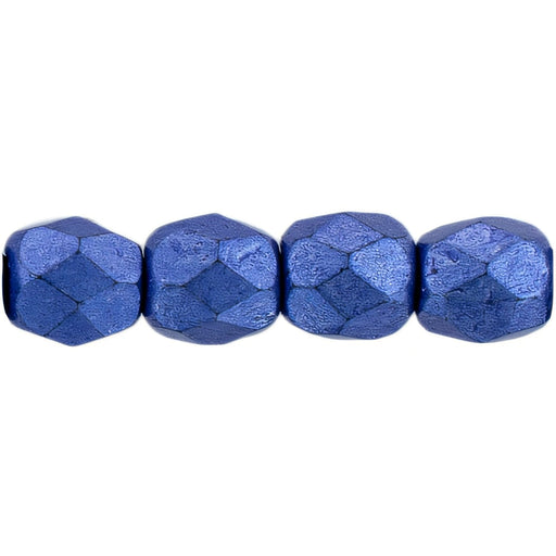 Czech Fire-Polish 4mm ColorTrends: Saturated Metallic Navy Peony (50pcs)