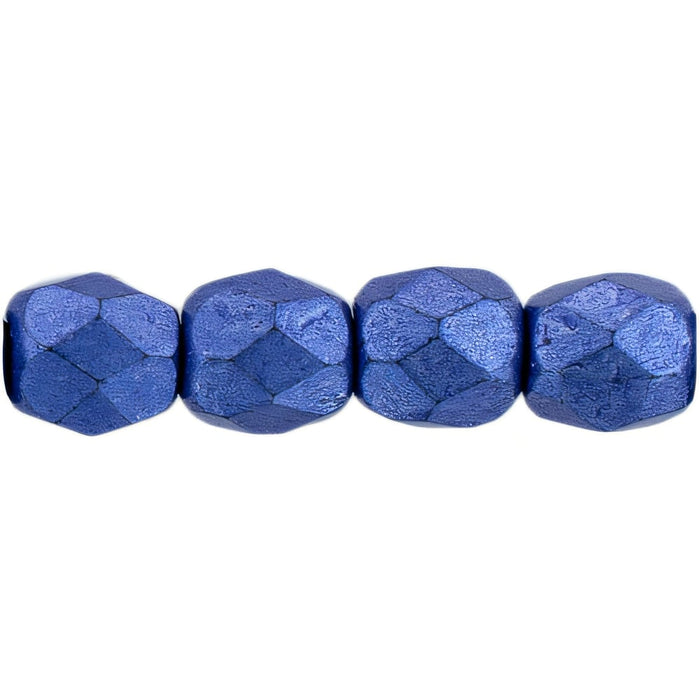 Czech Fire-Polish 4mm ColorTrends: Saturated Metallic Navy Peony (50pcs)
