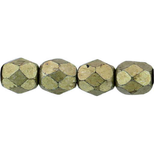 Czech Fire-Polish 4mm ColorTrends: Saturated Metallic Golden Lime (50pcs)