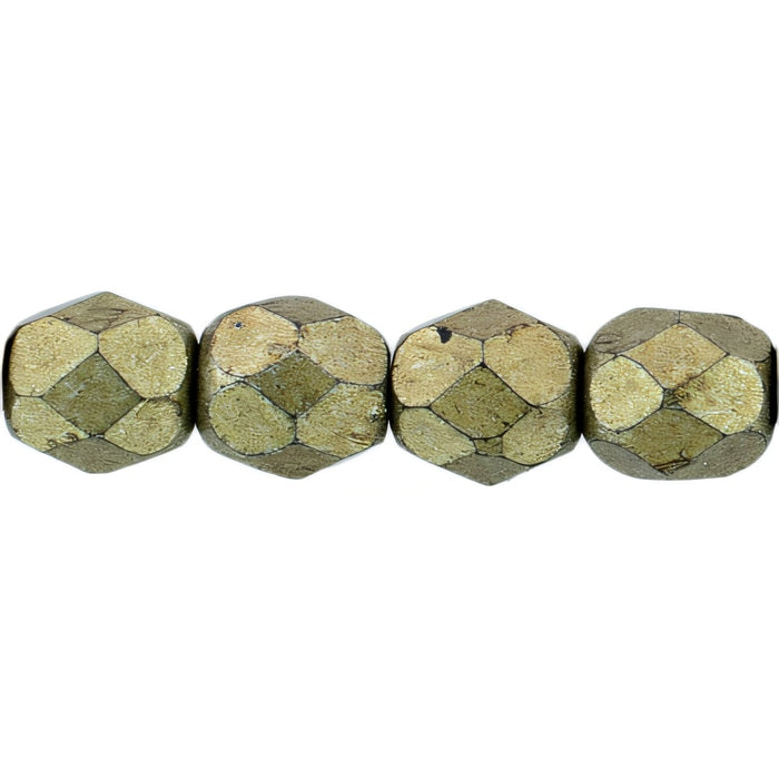 Czech Fire-Polish 4mm ColorTrends: Saturated Metallic Golden Lime (50pcs)