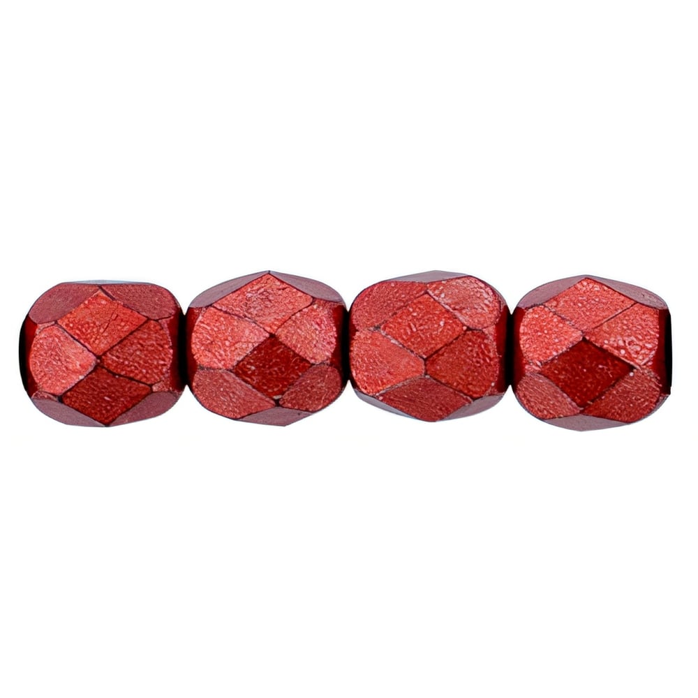 Czech Fire-Polish 4mm ColorTrends: Saturated Metallic Cherry Tomato (50pcs)