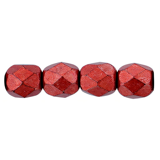 Czech Fire-Polish 4mm ColorTrends: Saturated Metallic Cherry Tomato (50pcs)