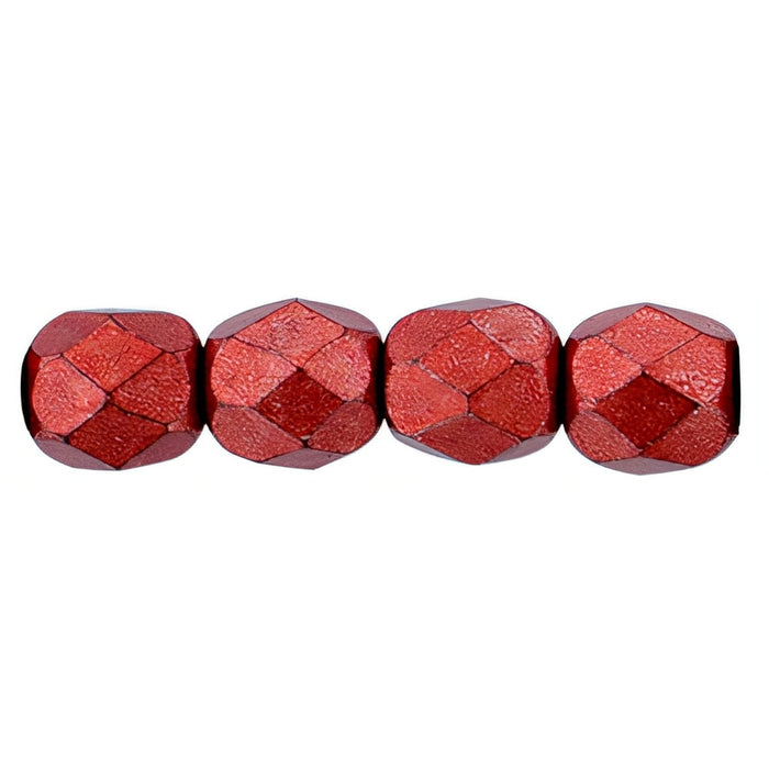 Czech Fire-Polish 4mm ColorTrends: Saturated Metallic Cherry Tomato (50pcs)