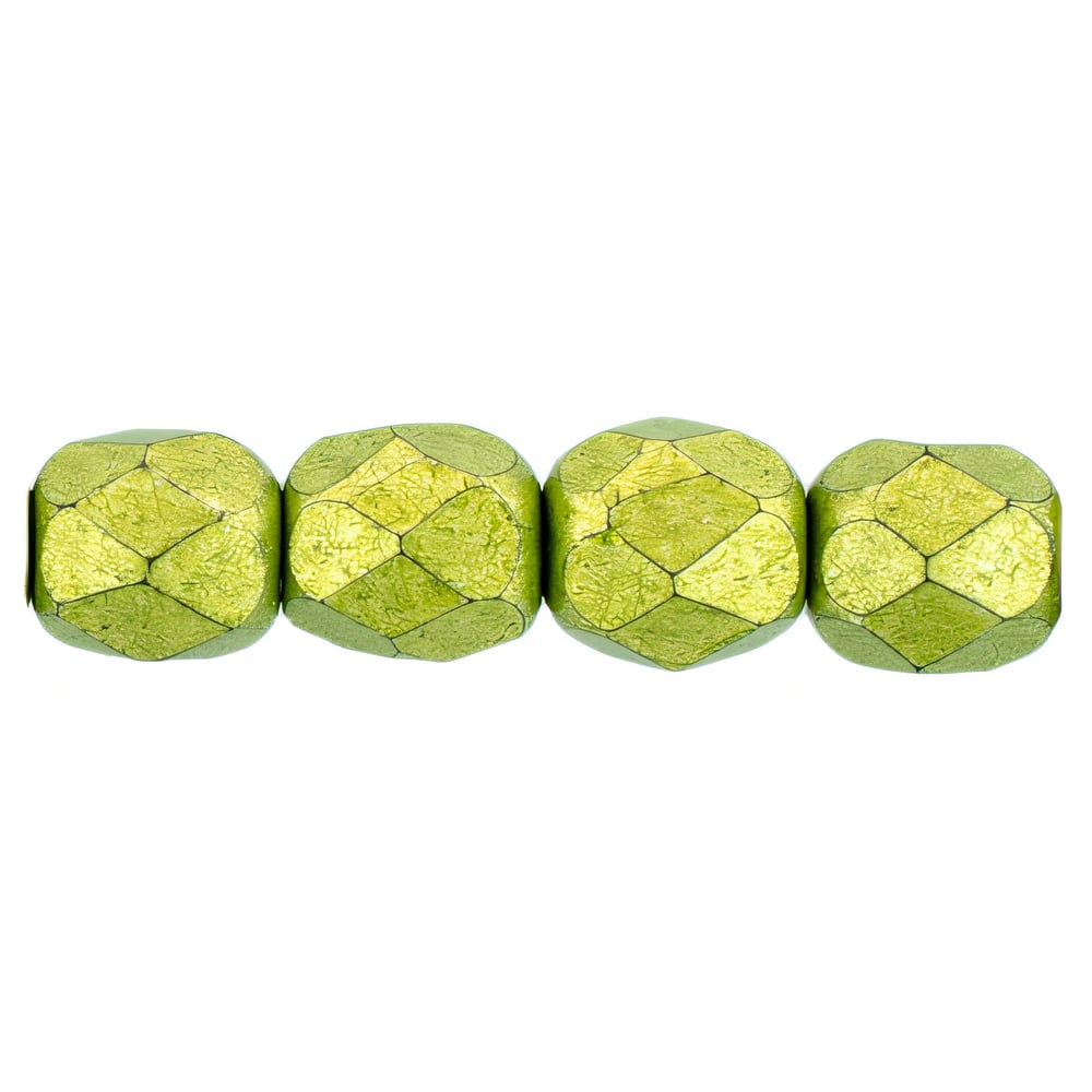 Czech Fire-Polish 4mm ColorTrends: Saturated Metallic Lime Punch (50pcs)