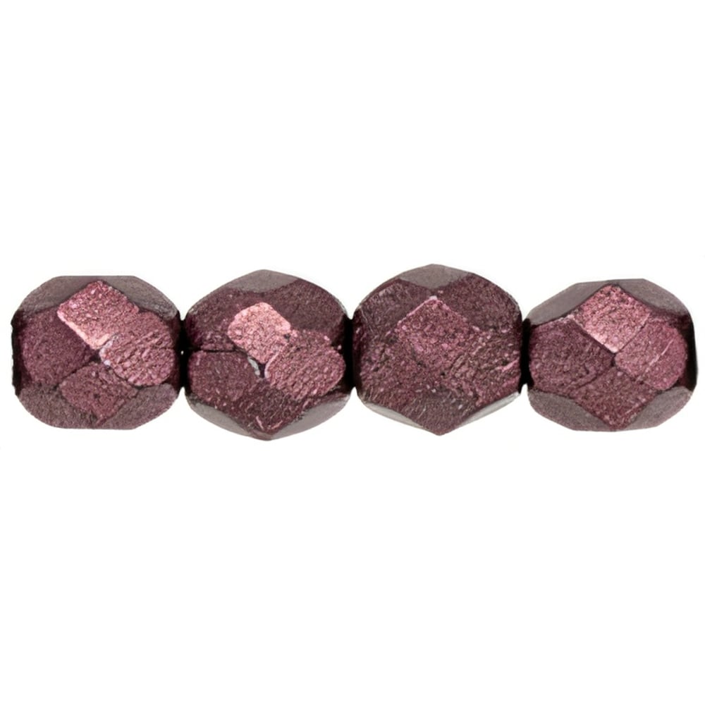 Czech Fire-Polish 4mm ColorTrends: Saturated Metallic Red Pear (50pcs)