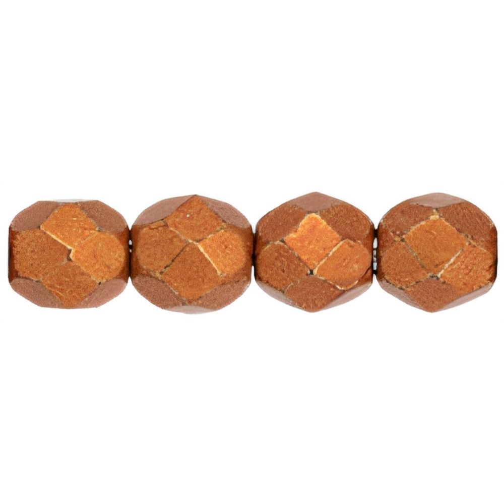 Czech Fire-Polish 4mm ColorTrends: Saturated Metallic Russet Orange (50pcs)