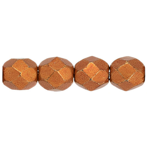 Czech Fire-Polish 4mm ColorTrends: Saturated Metallic Russet Orange (50pcs)