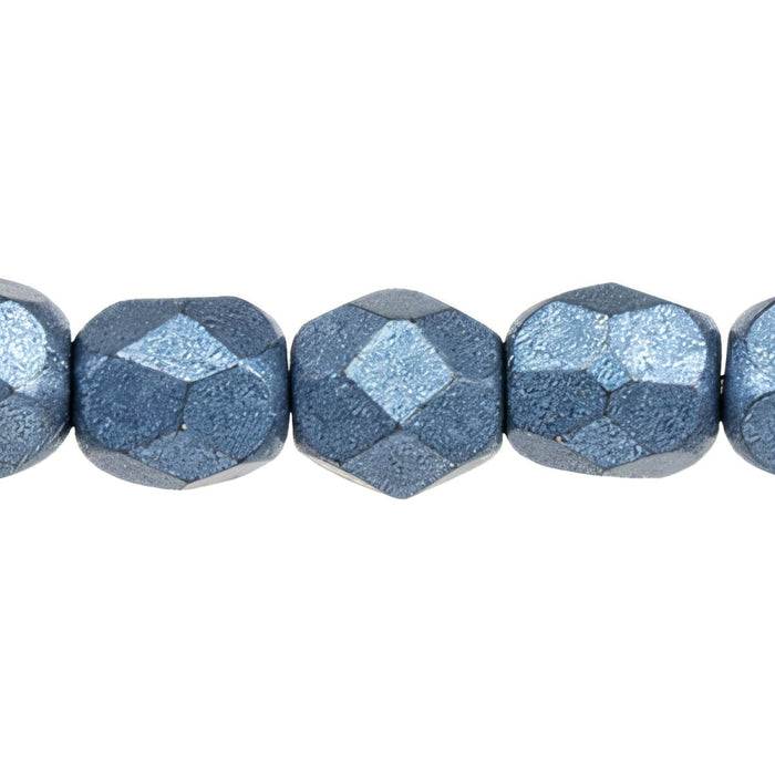 Czech Fire-Polish 4mm ColorTrends: Saturated Metallic Bluestone (50pcs)