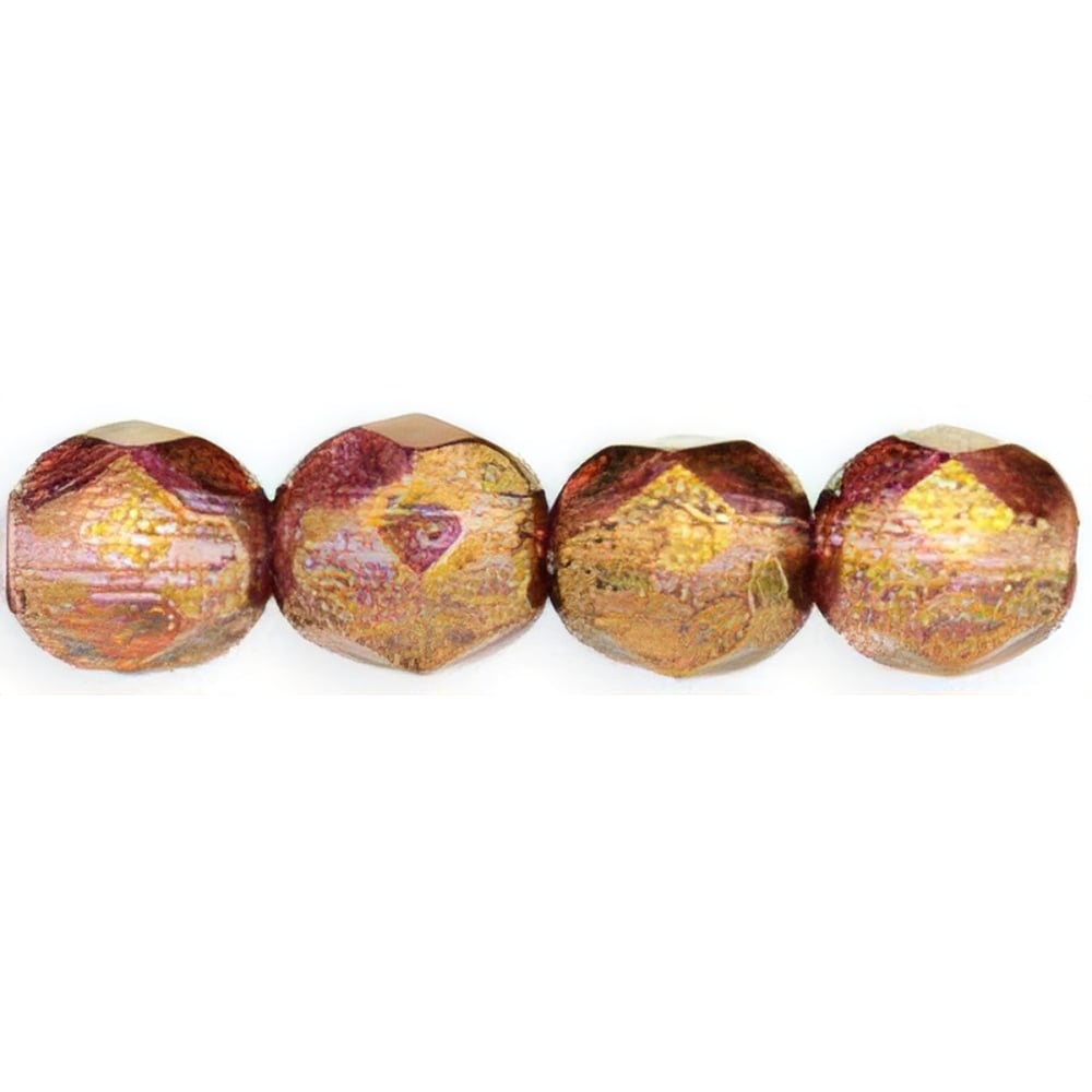 Czech Fire-Polish 4mm Luster - Transparent Gold/Smokey Topaz (50pcs)