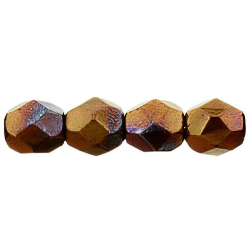 Czech Fire-Polish 4mm Opaque Red - Bronze/Hematite (50pcs)