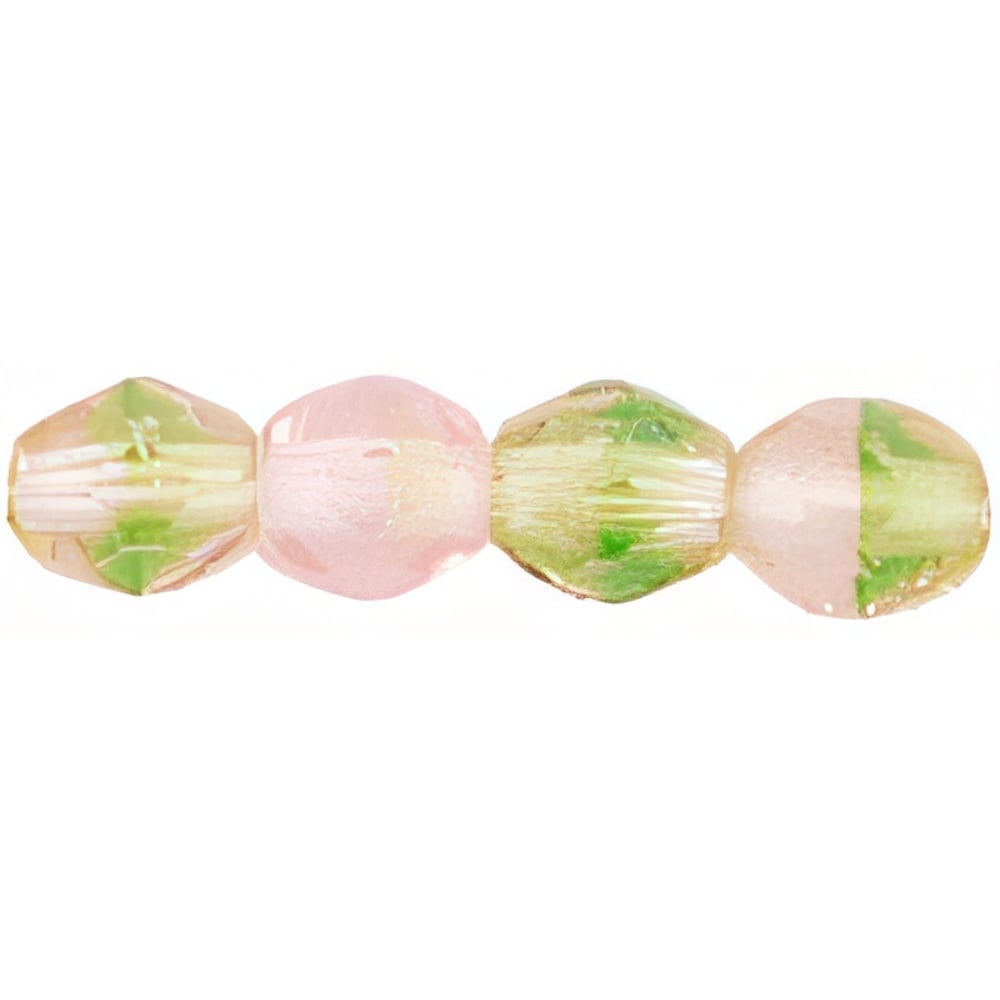 Czech Fire-Polish 4mm Green/Pink (50pcs)