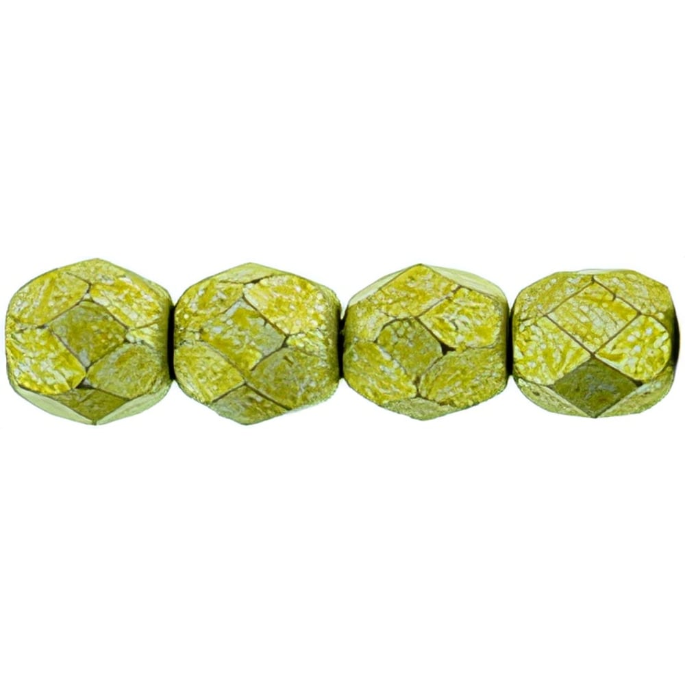 Czech Fire-Polish 4mm ColorTrends: Saturated Metallic Primrose Yellow (50pcs)