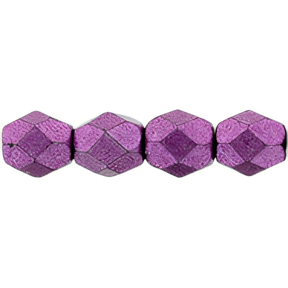 Czech Fire-Polish 4mm ColorTrends: Saturated Metallic Pink Yarrow (50pcs)