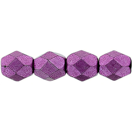 Czech Fire-Polish 4mm ColorTrends: Saturated Metallic Pink Yarrow (50pcs)