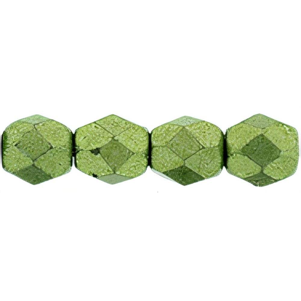 Czech Fire-Polish 4mm ColorTrends: Saturated Metallic Greenery (50pcs)