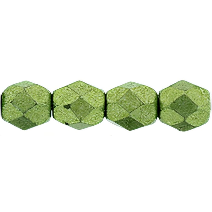 Czech Fire-Polish 4mm ColorTrends: Saturated Metallic Greenery (50pcs)
