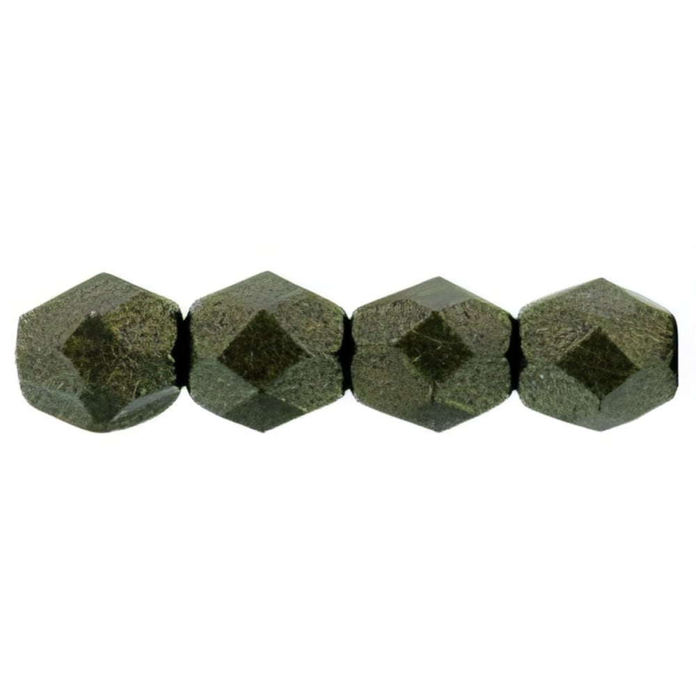 Czech Fire-Polish 4mm Metallic Suede - Dk Green (50pcs)