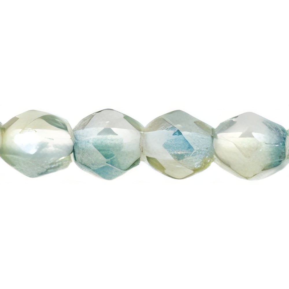 Czech Fire-Polish 4mm Luster - Blue/Crystal (50pcs)
