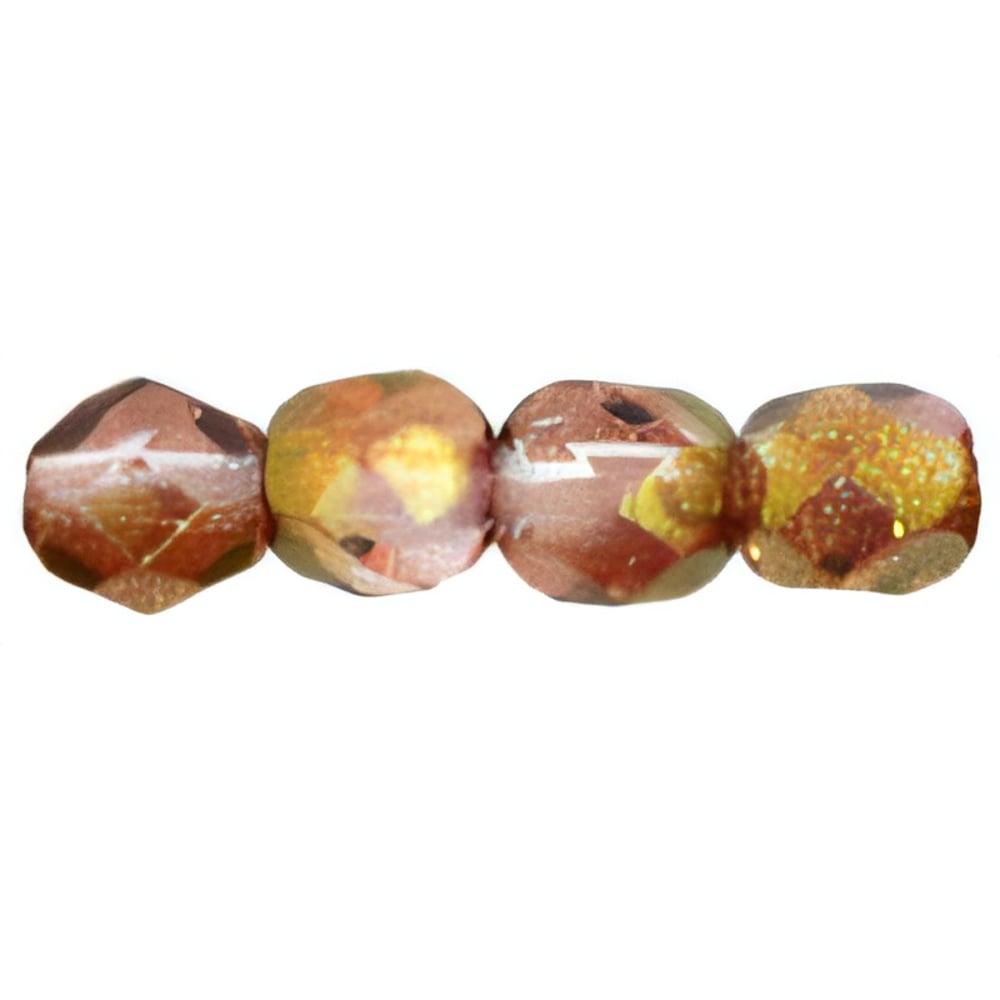 Czech Fire-Polish 4mm Luster - Amethyst/Crystal (50pcs)