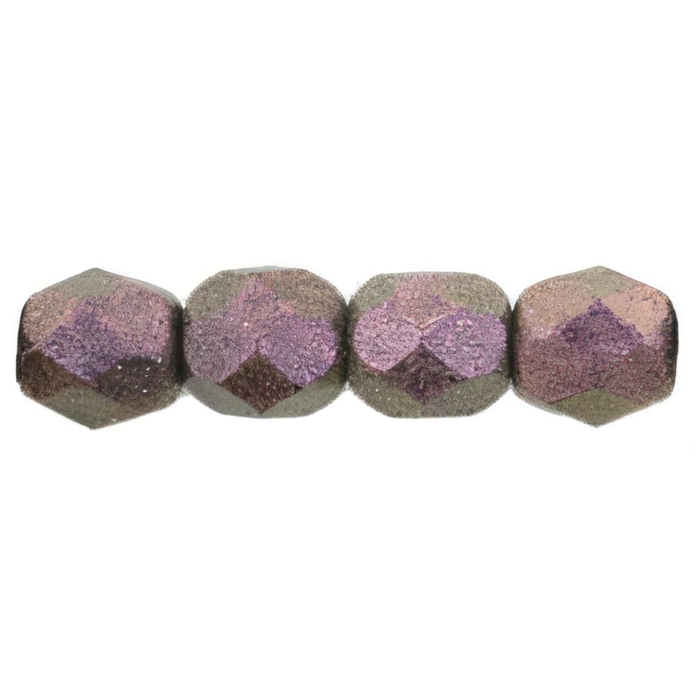 Czech Fire-Polish 4mm Polychrome - Pink Olive (50pcs)