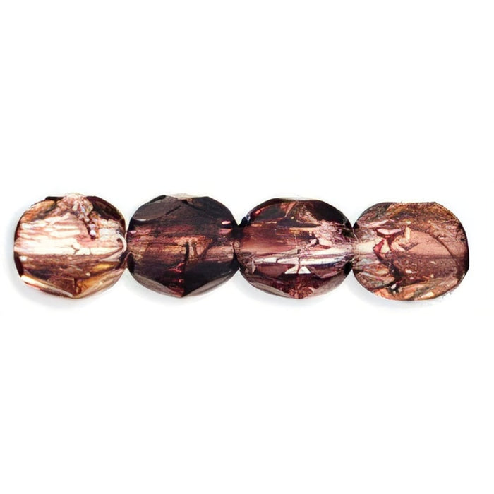 Czech Fire-Polish 4mm HurriCane Glass - Crystal/Amethyst Swirl (50pcs)