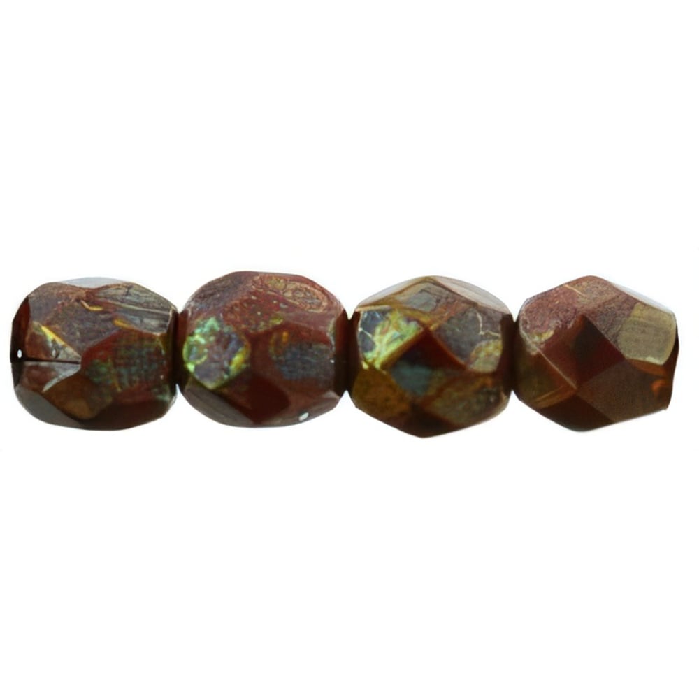 Czech Fire-Polish 4mm Opaque Red - Bronze Picasso (50pcs)