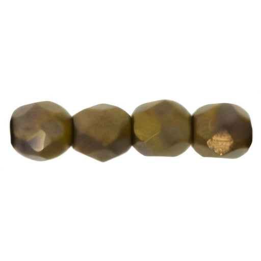 Czech Fire-Polish 4mm Opaque Yellow - Copper Picasso (50pcs)