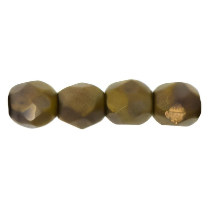 Czech Fire-Polish 4mm Opaque Yellow - Copper Picasso (50pcs)