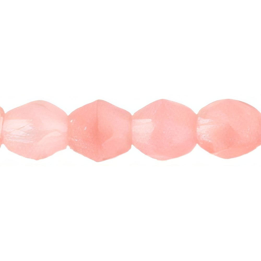 Czech Fire-Polish 4mm HurriCane Glass - Crystal/Opaque Pink (50pcs)