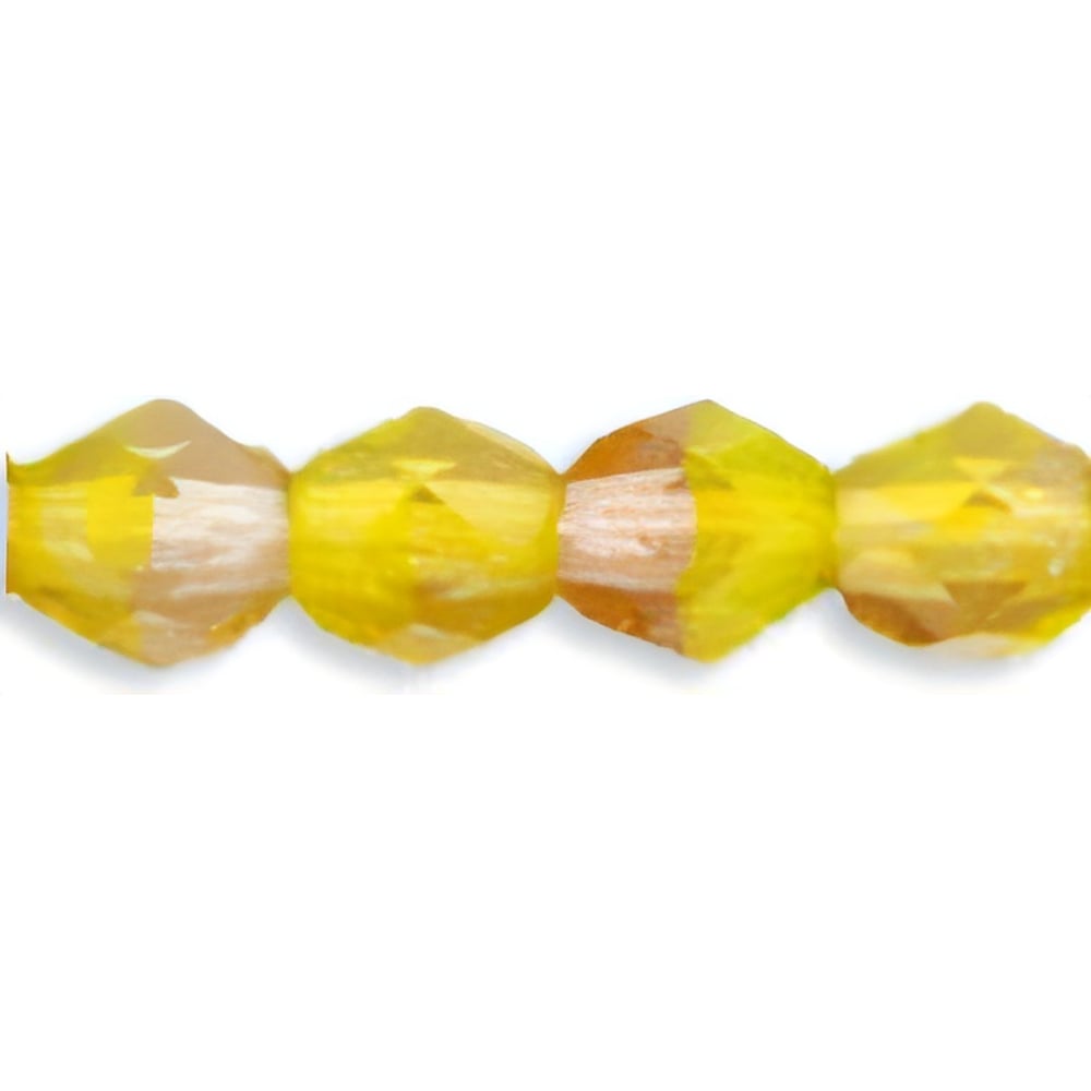 Czech Fire-Polish 4mm HurriCane Glass - Amethyst/Milky Yellow (50pcs)