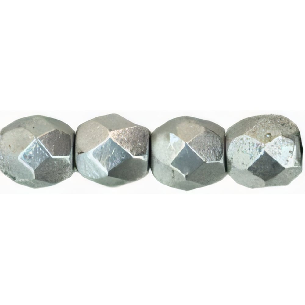 Czech Fire-Polish 4mm Matte - Metallic Silver (50pcs)