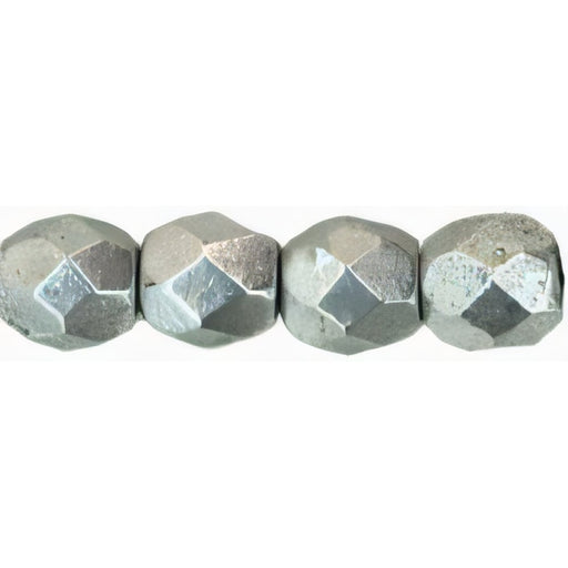 Czech Fire-Polish 4mm Matte - Metallic Silver (50pcs)