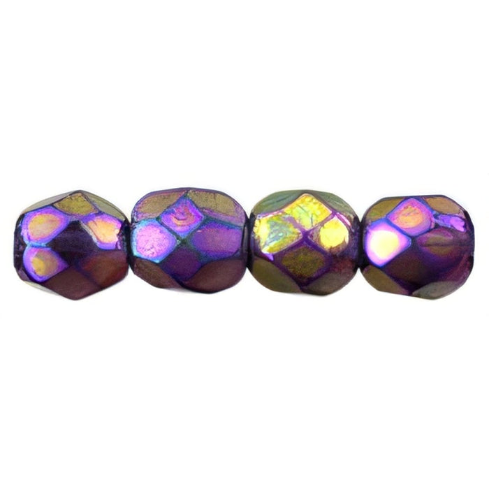 Czech Fire-Polish 4mm Luster Iris - Tanzanite (50pcs)