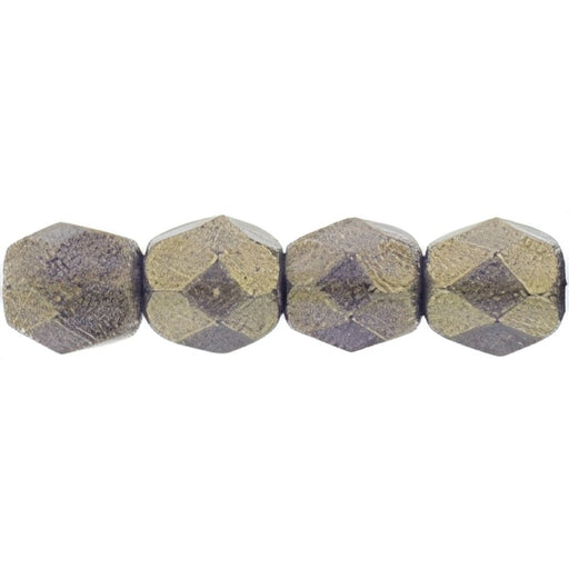 Czech Fire-Polish 4mm Sueded Gold Tanzanite (50pcs)