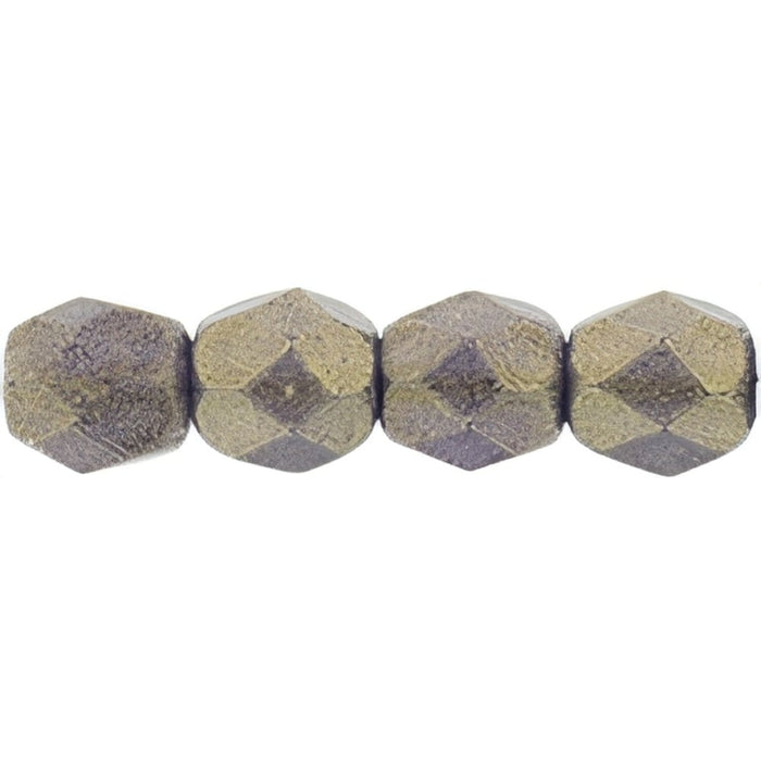 Czech Fire-Polish 4mm Sueded Gold Tanzanite (50pcs)