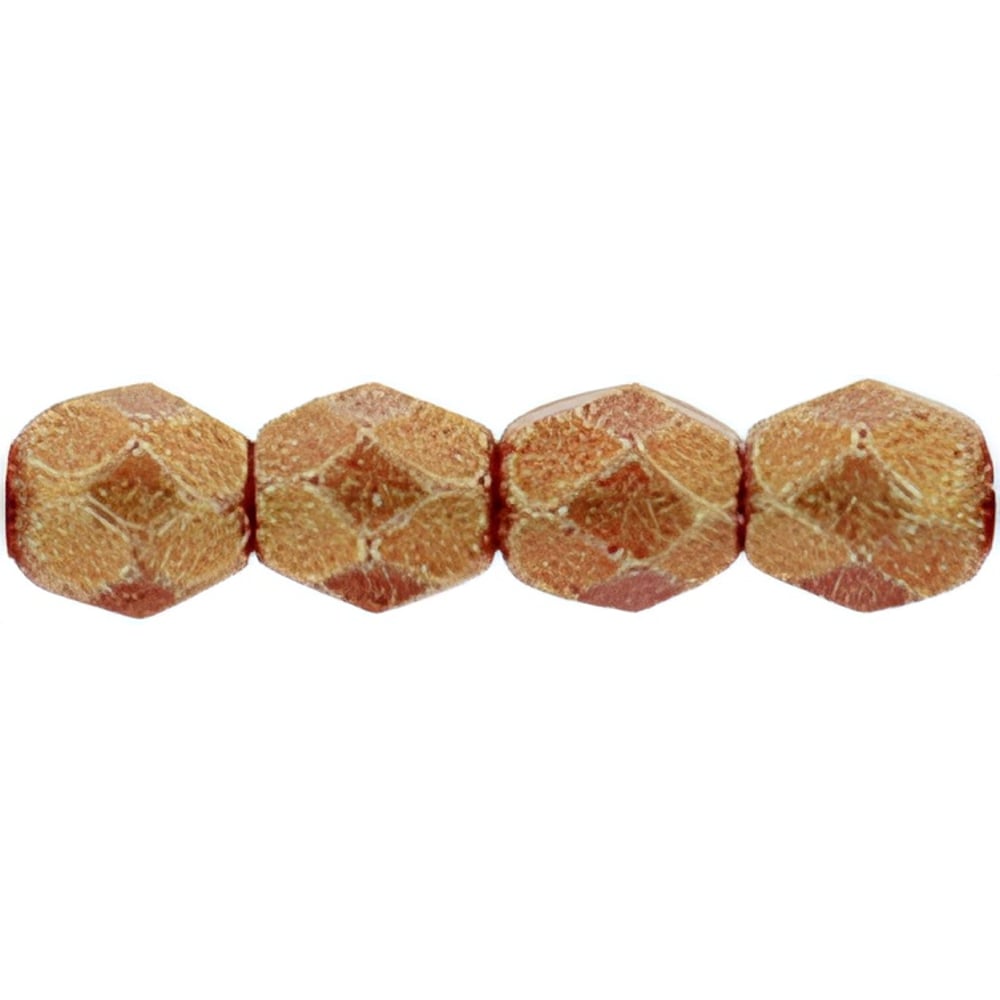 Czech Fire-Polish 4mm Sueded Gold Ruby (50pcs)