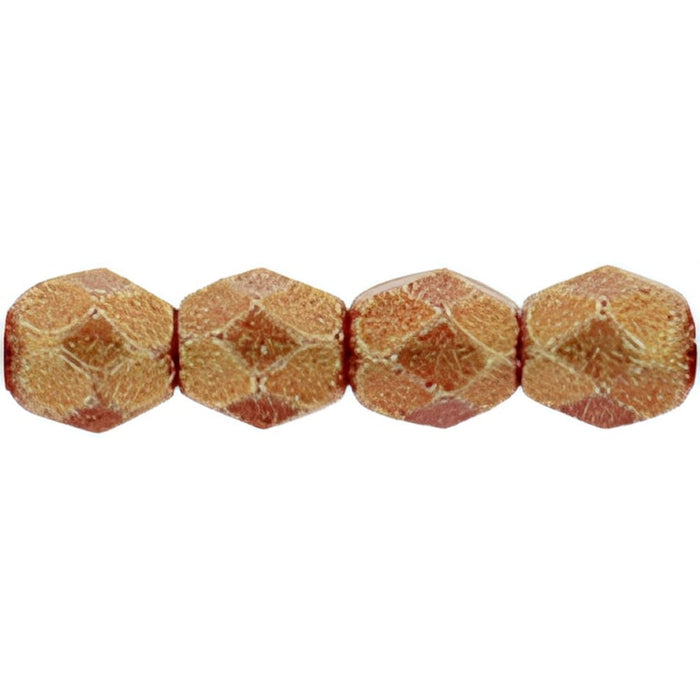 Czech Fire-Polish 4mm Sueded Gold Ruby (50pcs)