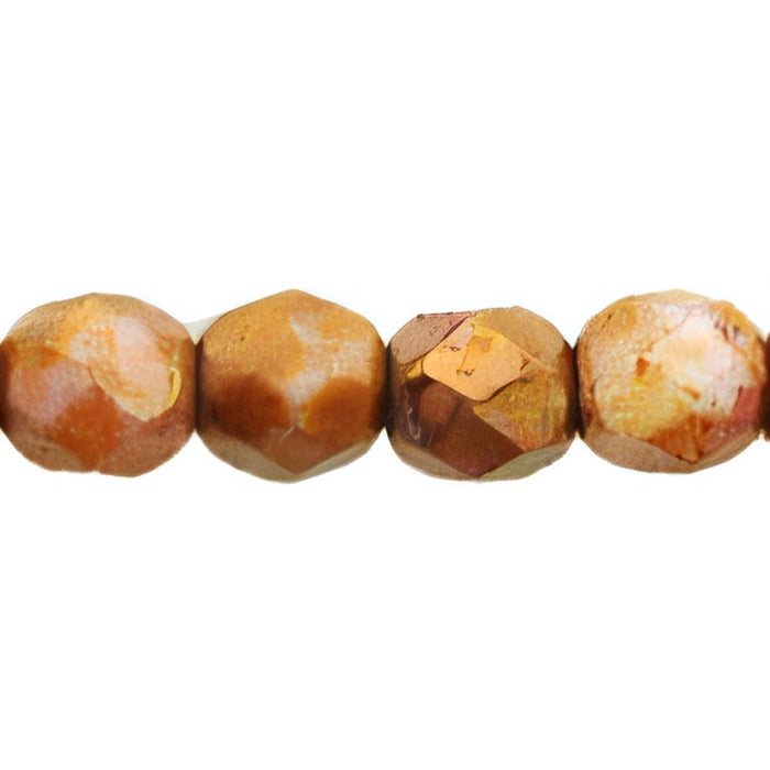 Czech Fire-Polish 4mm Luster - Opaque Gold/Smoky Topaz (50pcs)