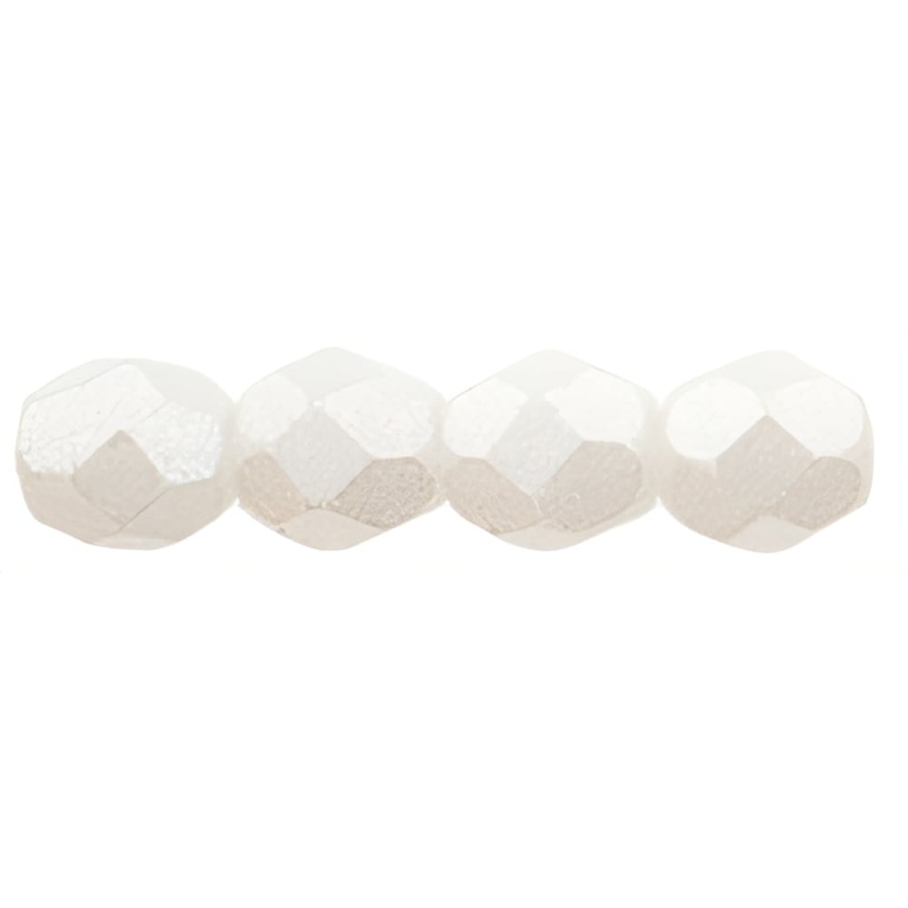 Czech Fire-Polish 4mm Metal Luster - Alabaster (50pcs)