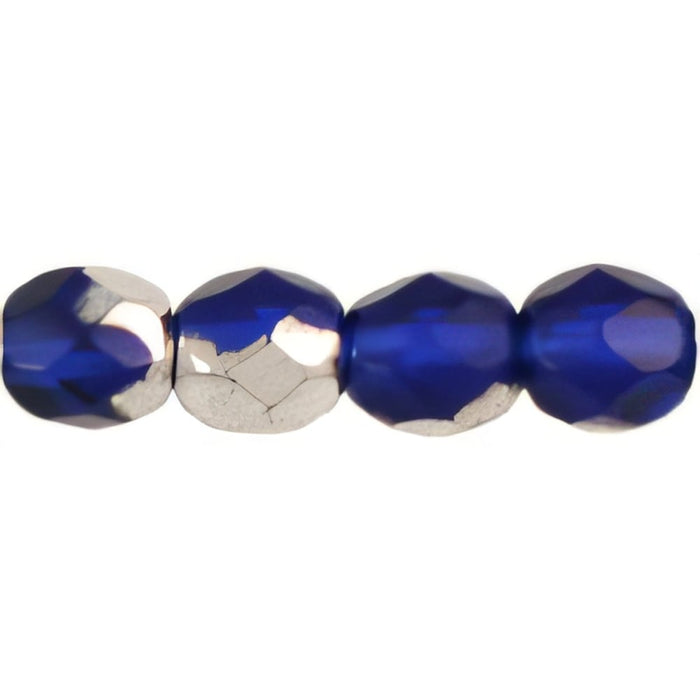 Czech Fire-Polish 4mm Silver - Cobalt (50pcs)