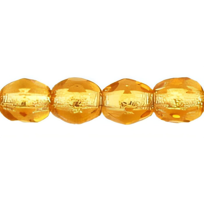 Czech Fire-Polish 4mm Topaz - Silver-Lined (50pcs)