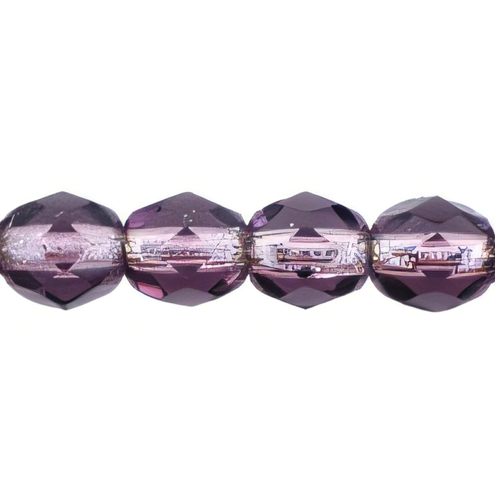 Czech Fire-Polish 4mm Tanzanite - Silver-Lined (50pcs)