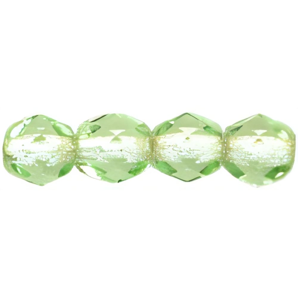 Czech Fire-Polish 4mm Peridot - Silver-Lined (50pcs)