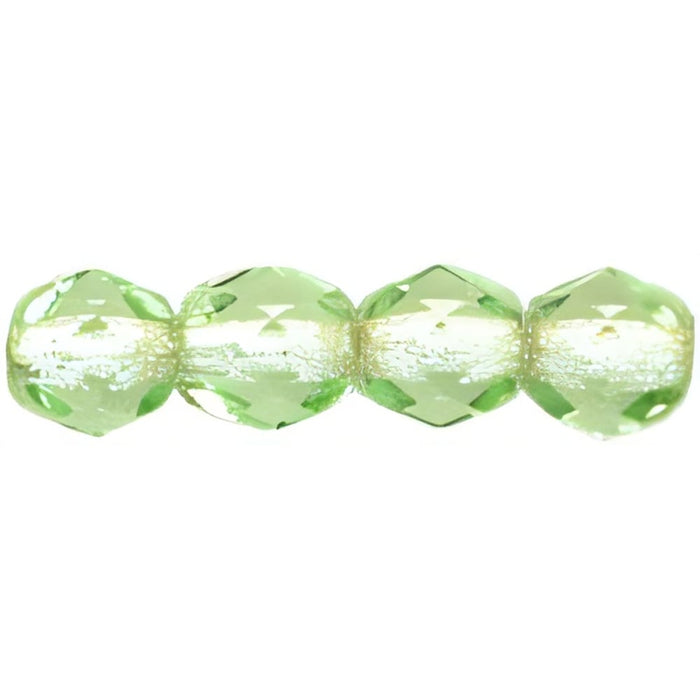 Czech Fire-Polish 4mm Peridot - Silver-Lined (50pcs)